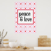 Cute Modern Typography Peace and Love Poster (Keuken)