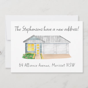 Cute Modern Watercolor House Nieuw Adres Aankondiging