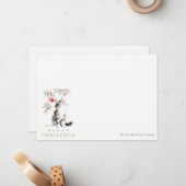 Cute Modern Watercolor Meowy Christmas Tree Cat Notitiekaartje (Voorkant / Achterkant in situ)