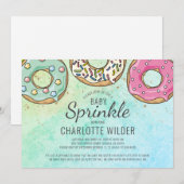 Cute Modern Waterverf Donut Baby Sprinkle Kaart (Voorkant / Achterkant)