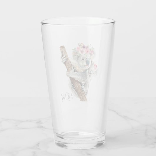 Cute Modern Waterverf Floral Koala op persoonlijke Glas (Achterkant)