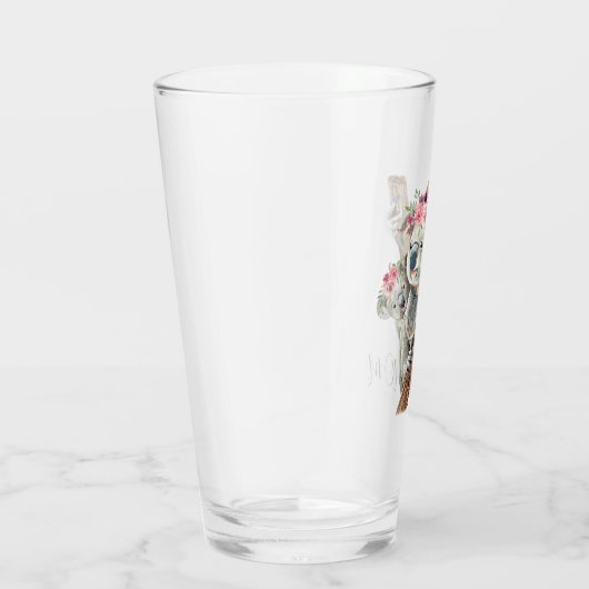 Cute Modern Waterverf Floral Koala op persoonlijke Glas (Rechts)