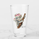 Cute Modern Waterverf Floral Koala op persoonlijke Glas (Voorkant)