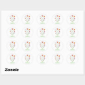 Cute Modern Waterverf Flowers Bedankt Ronde Sticker (Vel)
