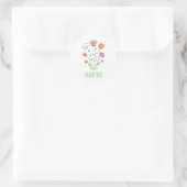 Cute Modern Waterverf Flowers Bedankt Ronde Sticker (Tas)