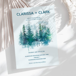 Cute Modern Waterverf Forrest Landscape Wedding Kaart