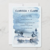 Cute Modern Waterverf Mountain Landscape Wedding Kaart (Voorkant)