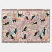 Cute Modern Waterverf Paris Cafe Cat Pattern Deken (Voorkant)