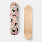 Cute Modern Waterverf Paris Cafe Cat Pattern Persoonlijk Skateboard (Voorkant)