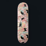 Cute Modern Waterverf Paris Cafe Cat Pattern Persoonlijk Skateboard<br><div class="desc">Dit schattige ontwerp kenmerkt een zwarte kat op een waterverf Franse achtergrond. #cat #kitten #schattig #giften #giftsforher #girly #feminine #paris #frans #schaats #skateboard #skateboarding #sport #outdoor #plezier #games #design #design #designer</div>