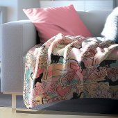 Cute Modern Waterverf Paris Cafe Cat Pattern Sherpa Deken