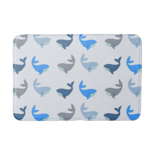 Cute Modern Whale Illustrated Pattern Blue Badmat