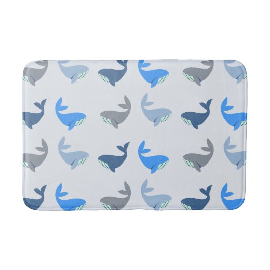 Cute Modern Whale Illustrated Pattern Blue Badmat (Voorkant)