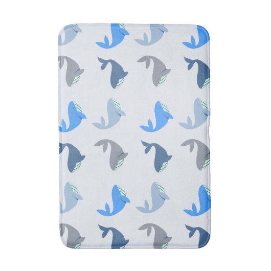Cute Modern Whale Illustrated Pattern Blue Badmat (Voorkant Verticaal)
