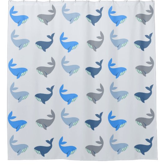 Cute Modern Whale Illustrated Pattern Blue Douchegordijn (Voorkant)
