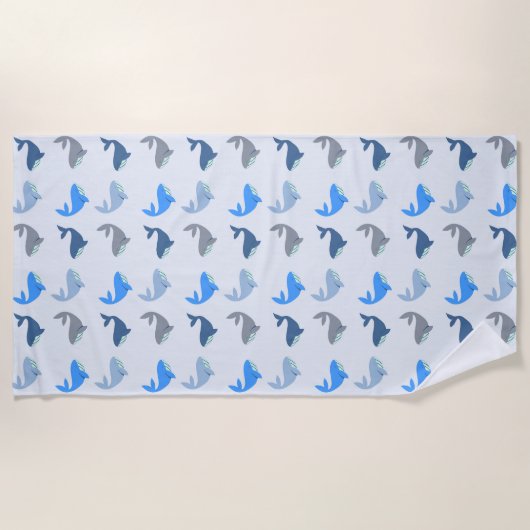 Cute Modern Whale Illustrated Pattern Blue Strandlaken (Voorkant)