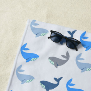 Cute Modern Whale Illustrated Pattern Blue Strandlaken