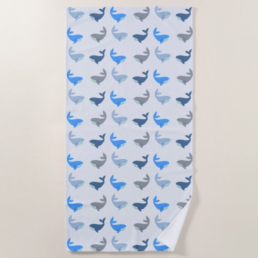 Cute Modern Whale Illustrated Pattern Blue Strandlaken (Voorkant)
