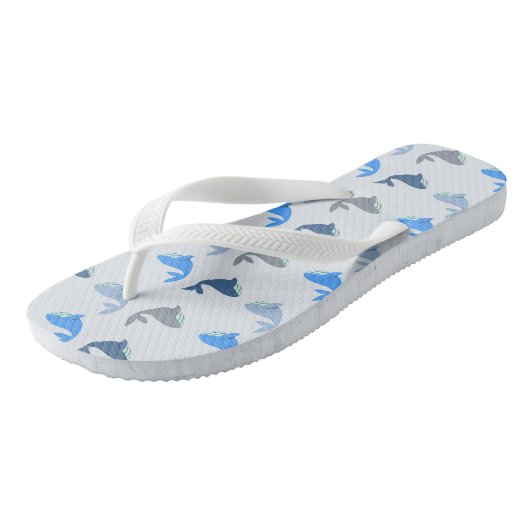 Cute Modern Whale Illustrated Pattern Blue Teenslippers (Schuin)