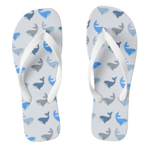 Cute Modern Whale Illustrated Pattern Blue Teenslippers