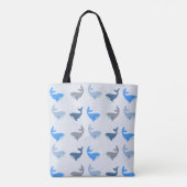 Cute Modern Whale Illustrated Pattern Blue Tote Bag (Achterkant)