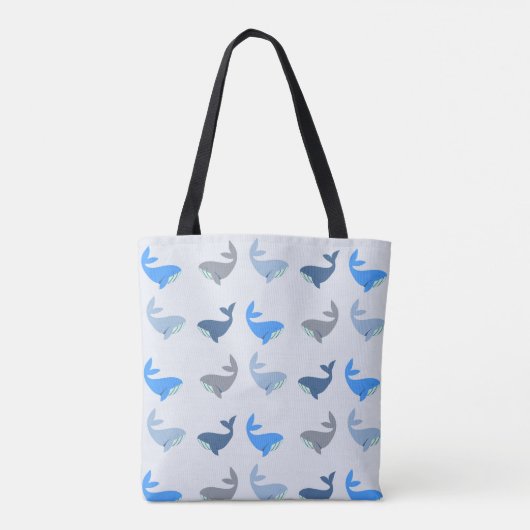 Cute Modern Whale Illustrated Pattern Blue Tote Bag (Achterkant)