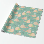 Cute Modern Whales Pattern Gift Wrapping Paper Cadeaupapier (Uitgerold)