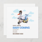 Cute Modern Whimsical Funny Stork Zwangerschap Aankondiging (Voorkant / Achterkant)