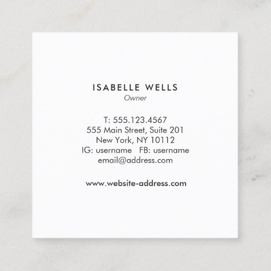 Cute Modern White Bokeh Glitter Square Vierkante Visitekaartje (Achterkant)