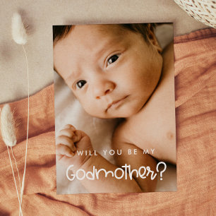 Cute modern Will jij bent mijn Godmoeder fotokaart Kaart