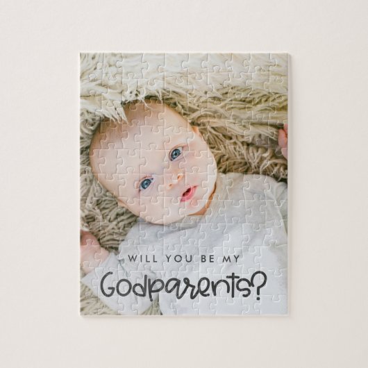 Cute modern Will jij bent mijn Godparent foto Legpuzzel (Verticaal)
