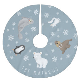 Cute Modern Winter Animals Familie Kerstboom Rok