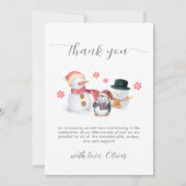 Cute Modern Winter Penguin Snowman Baby Shower  Bedankkaart (Voorkant)