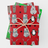 Cute Modern Winter Reindeer Beer kerstcadeau Inpakpapier Vel (In situ)