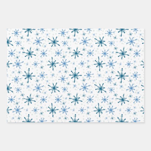 Cute Modern Winter Snow Flakes-kerstcadeau  Inpakpapier Vel (Voorkant)