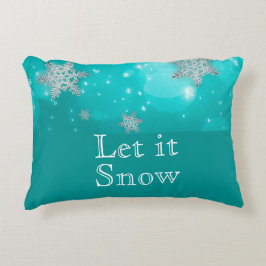 Cute Modern Winter Snowflakes Blue Accent Kussen