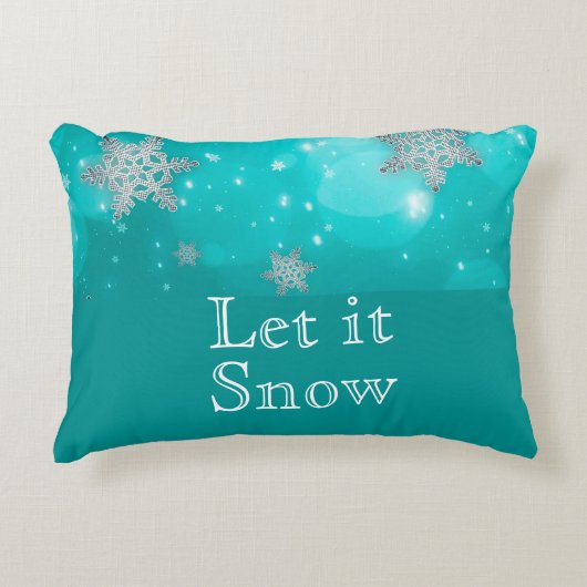 Cute Modern Winter Snowflakes Blue Accent Kussen (Voorkant)