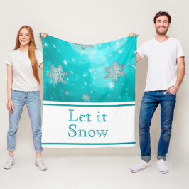 Cute Modern Winter Snowflakes Blue White Fleece Deken