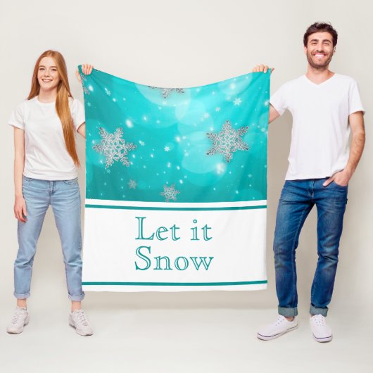 Cute Modern Winter Snowflakes Blue White Fleece Deken (In situ)