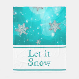 Cute Modern Winter Snowflakes Blue White Fleece Deken