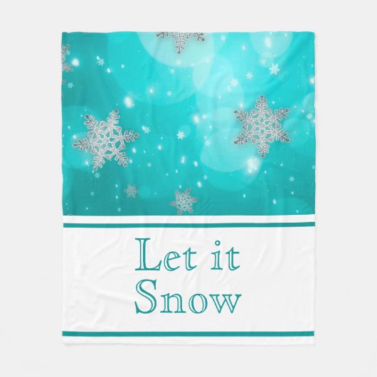 Cute Modern Winter Snowflakes Blue White Fleece Deken (Voorkant)