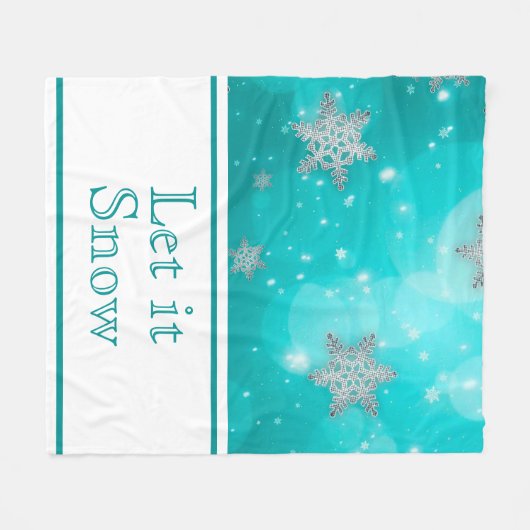 Cute Modern Winter Snowflakes Blue White Fleece Deken (Voorkant (Horizontaal))