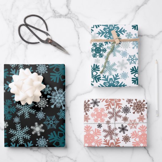 Cute Modern Winter Snowflakes kerst Inpakpapier Vel (Voorkant)