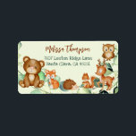 Cute Modern Woodland Whimsical Forest Friends Etiket<br><div class="desc">Waterverf Dieren groen adreslabel voor je Baby shower of verjaardagsfeestje. Je kunt ook overeenkomende objecten in dit collectie of meer speciale thema's in mijn winkel vinden</div>