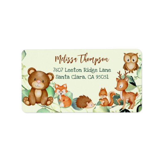 Cute Modern Woodland Whimsical Forest Friends Etiket (Voorkant)