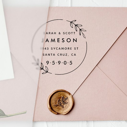 Cute Modern Wreated Married Couple Return Address Rubberstempel