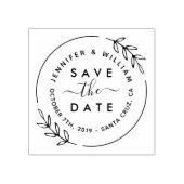 Cute Modern Wreath & Stylish Script Save the Date Rubberstempel (Afrduk)