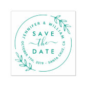 Cute Modern Wreath & Stylish Script Save the Date Zelfinktende Stempel (Design)
