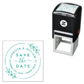 Cute Modern Wreath & Stylish Script Save the Date Zelfinktende Stempel (In situ)