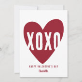 Cute Modern XOXO Heart Personalized Valentijnse Feestdagenkaart (Voorkant)
